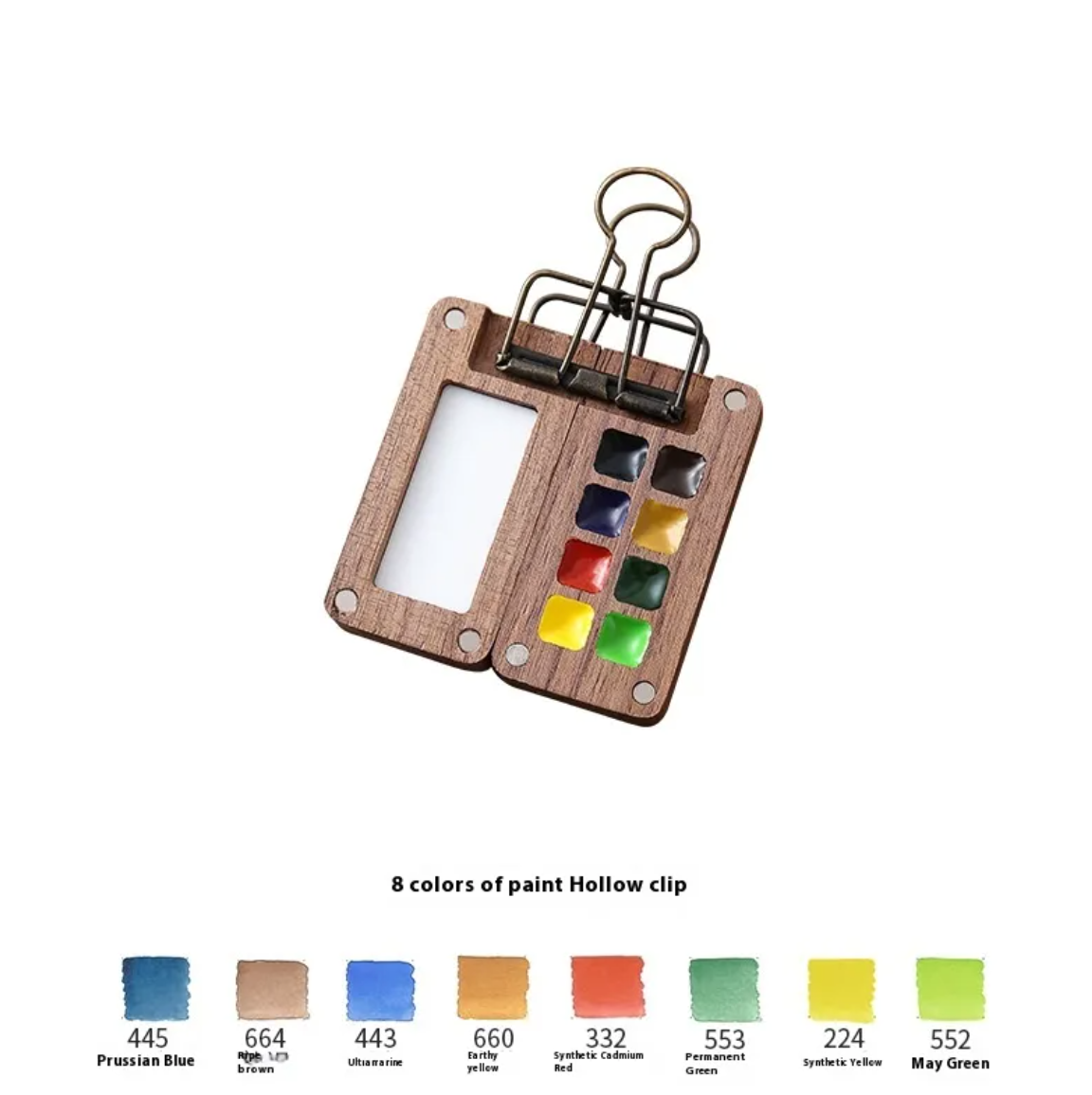 Portable Mini Walnut Watercolor Set with 8 Colors for Sketching & Journaling